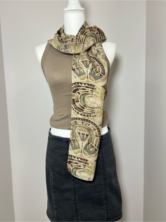 Accessories - Vintage 80s/90s 100% Silk Horseshoe Abstract Scarf Boho Equestrian 🐎🤍